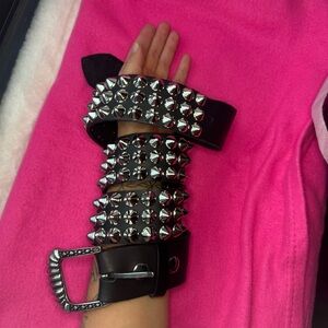 Studded Black Leather Belt by ben heart